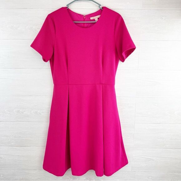 Anthropologie Hutch Vicki Textured Fit & Flare Pink Dress Large - Picture 1 of 5